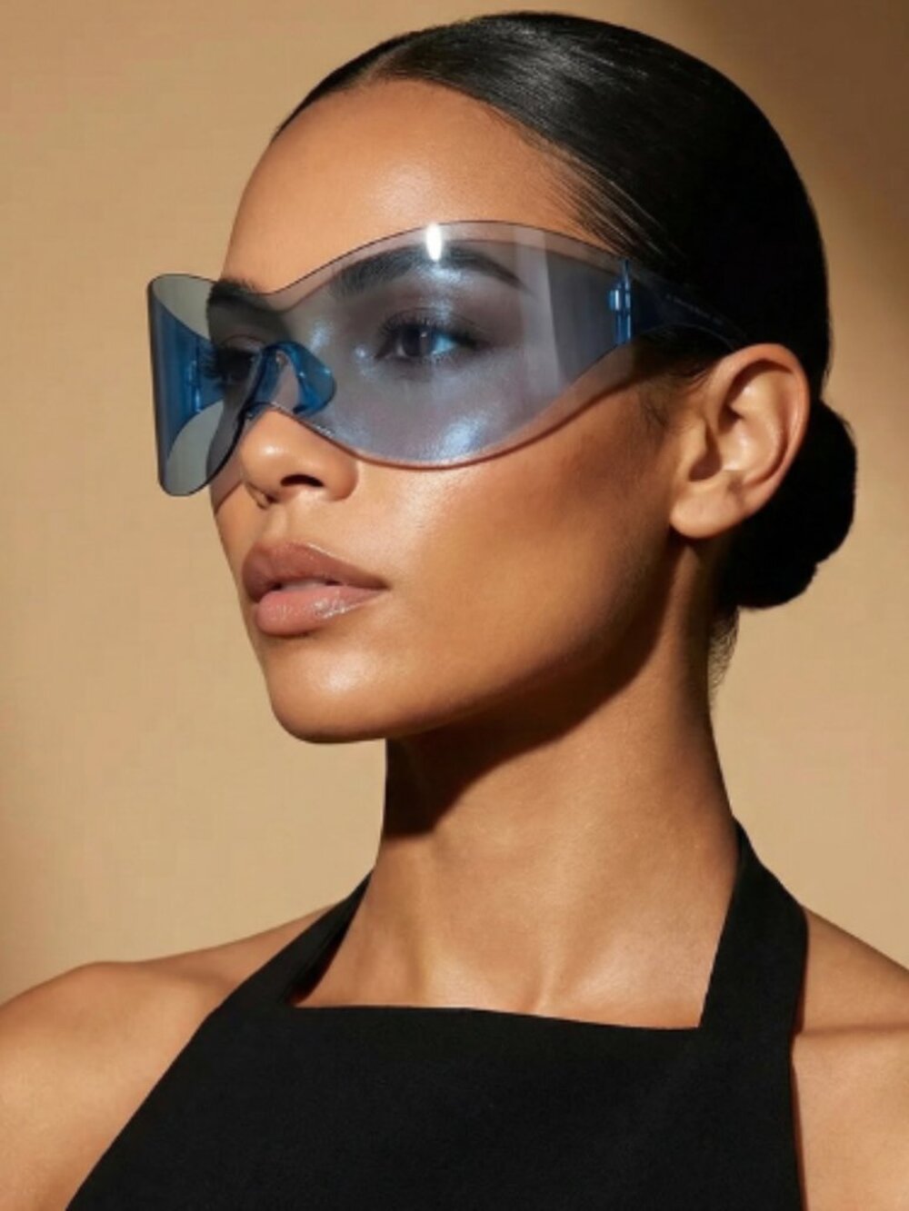 Oversized Blue Shield Sunglasses UV400 Futuristic Visor Shades-Blue